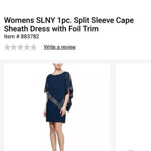 SLNY Navy Cape Dress with Silver Trim